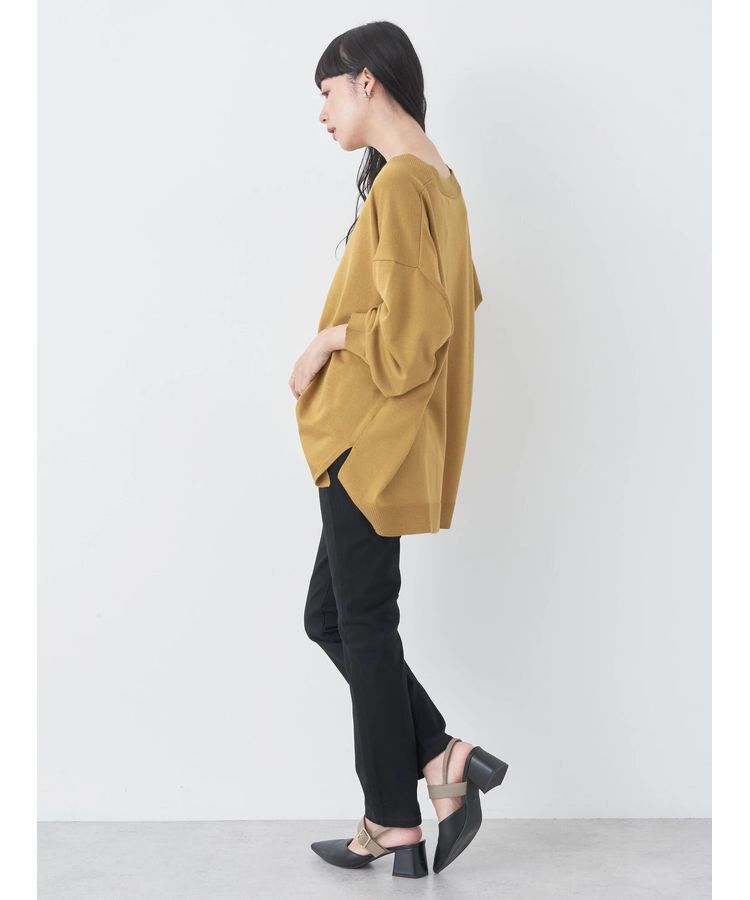 earth music&ecology「サイドスリットルーズVネックカーディガン」|カーディガン|