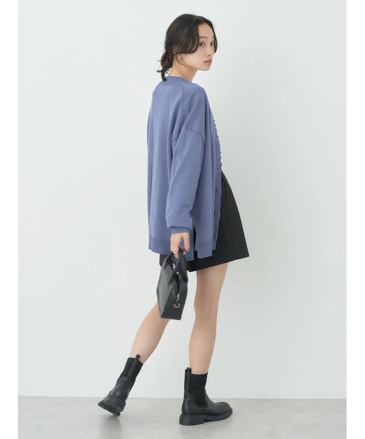 earth music&ecology「サイドスリットルーズVネックカーディガン」|カーディガン|