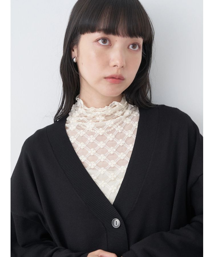 earth music&ecology「サイドスリットルーズVネックカーディガン」|カーディガン|