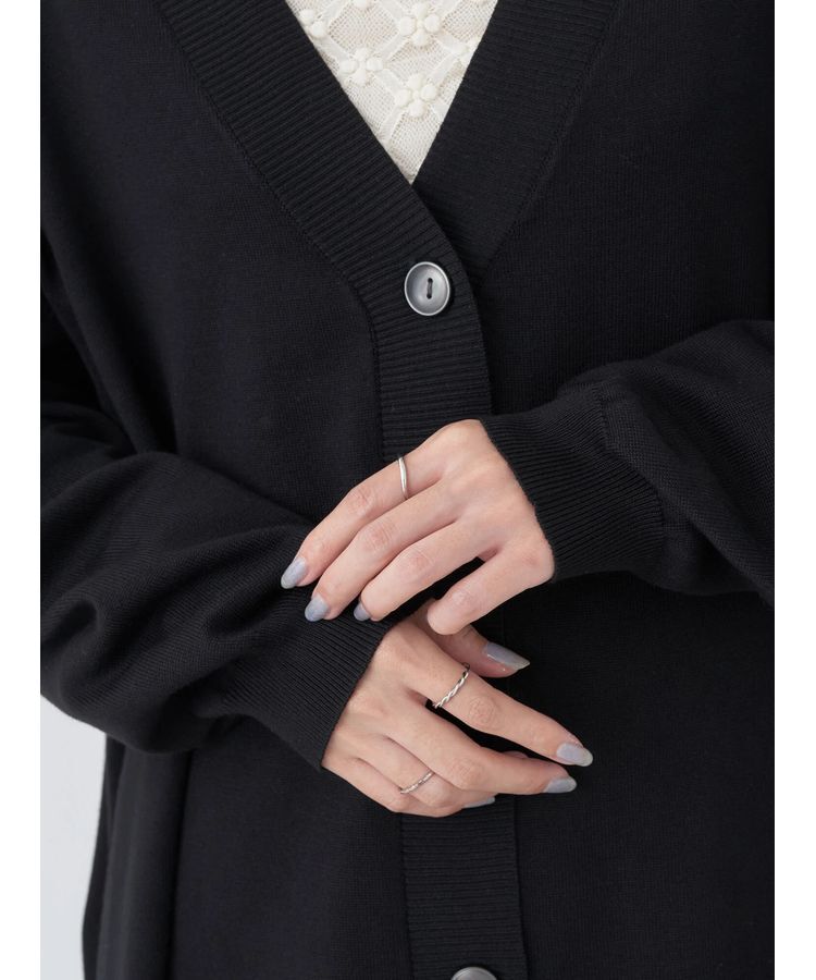 earth music&ecology「サイドスリットルーズVネックカーディガン」|カーディガン|