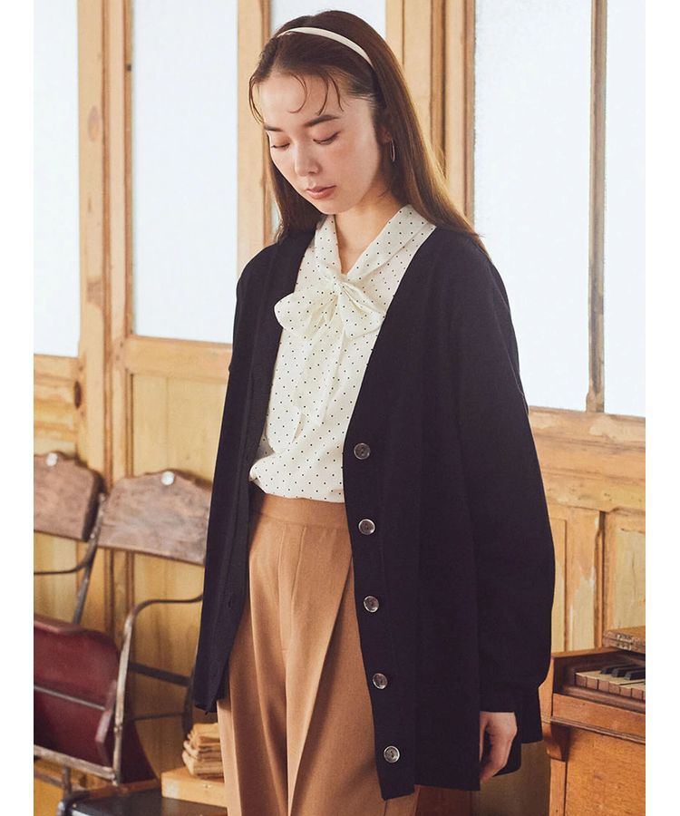 earth music&ecology「サイドスリットルーズVネックカーディガン」|カーディガン|