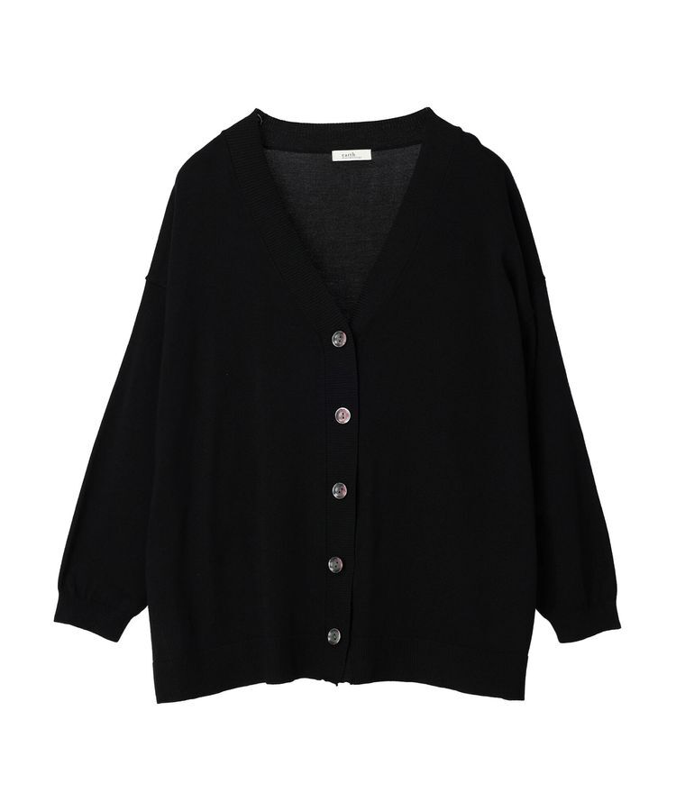 earth music&ecology「サイドスリットルーズVネックカーディガン」|カーディガン|