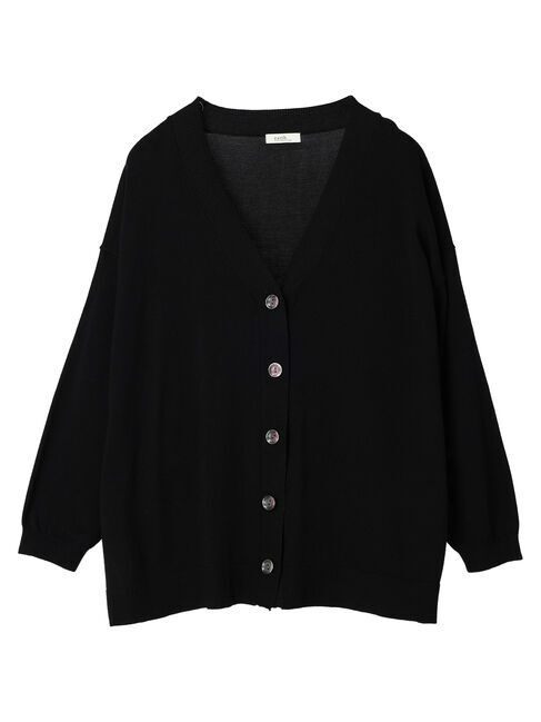 earth music&ecology「サイドスリットルーズVネックカーディガン」|カーディガン|
