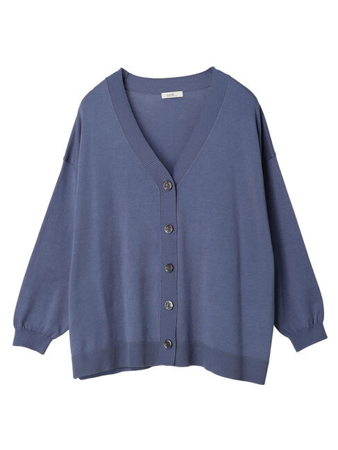 earth music&ecology「サイドスリットルーズVネックカーディガン」|カーディガン|