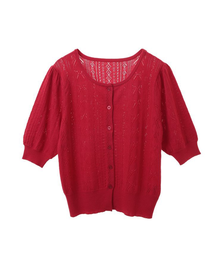 earth music&ecology「リボン柄透かし編みニットカーディガン」|カーディガン|