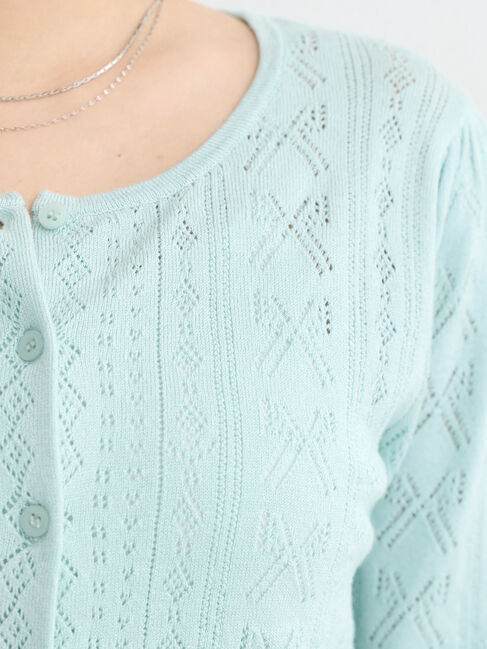 earth music&ecology「リボン柄透かし編みニットカーディガン」|カーディガン|