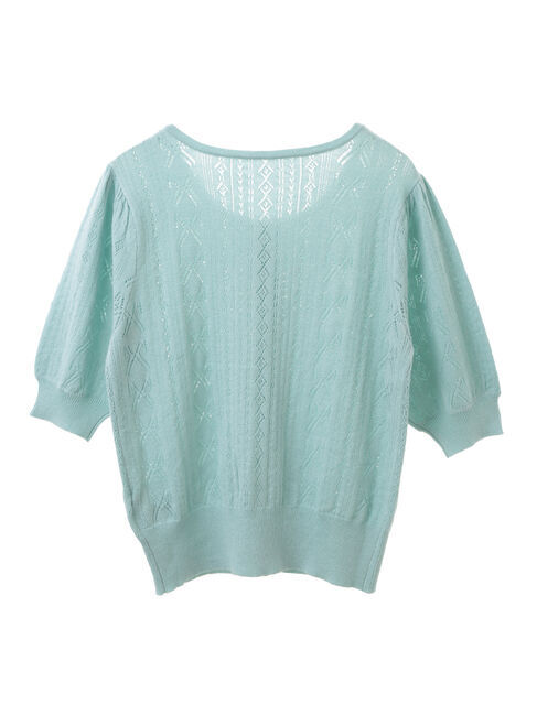 earth music&ecology「リボン柄透かし編みニットカーディガン」|カーディガン|