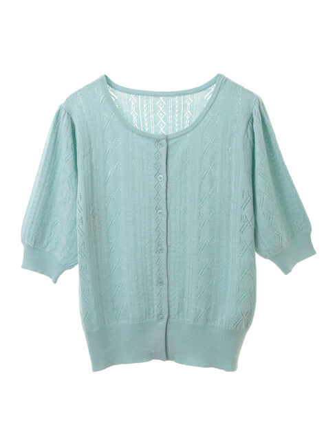 earth music&ecology「リボン柄透かし編みニットカーディガン」|カーディガン|