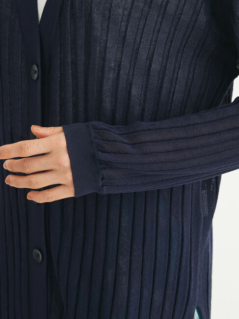 Green Parks「推しニット　リブ編みミドル丈カーディガン」|カーディガン|