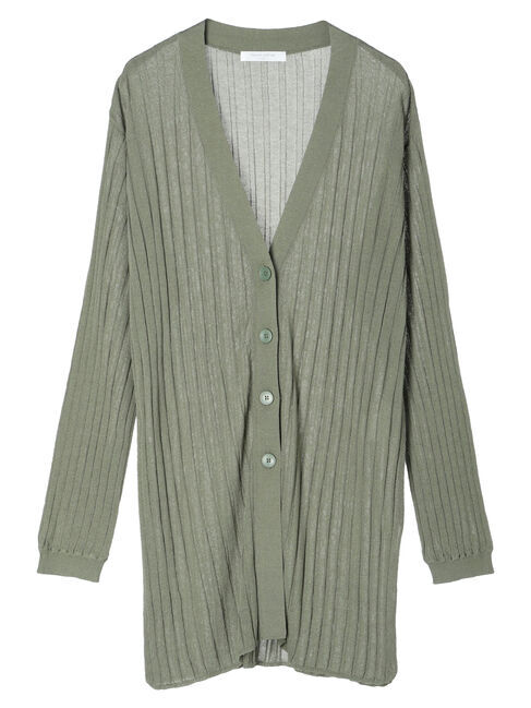 Green Parks「推しニット　リブ編みミドル丈カーディガン」|カーディガン|