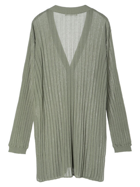 Green Parks「推しニット　リブ編みミドル丈カーディガン」|カーディガン|