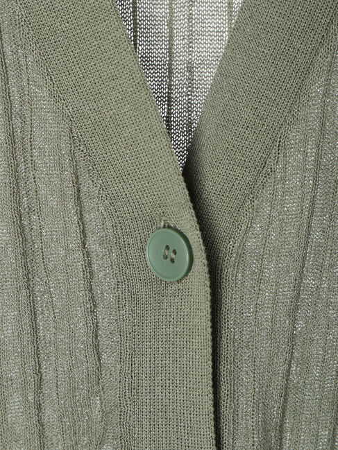 Green Parks「推しニット　リブ編みミドル丈カーディガン」|カーディガン|