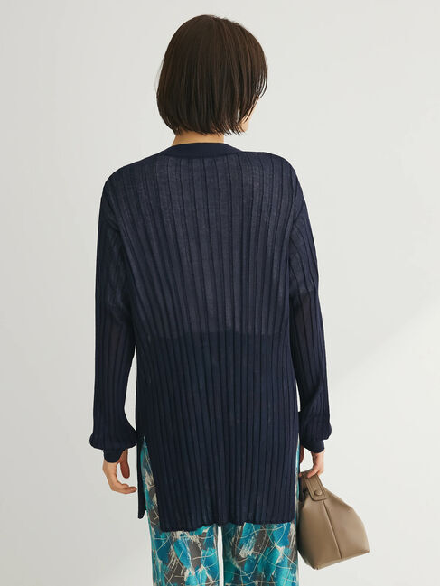 Green Parks「推しニット　リブ編みミドル丈カーディガン」|カーディガン|