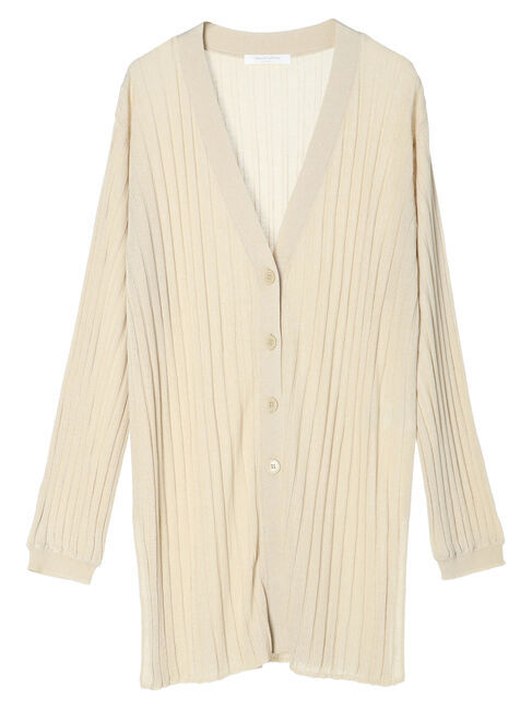Green Parks「推しニット　リブ編みミドル丈カーディガン」|カーディガン|