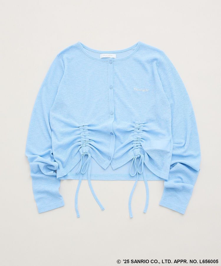 Green Parks「チャーミーキティ/フロントギャザーシアーカーディガン」|カーディガン|Light Blue