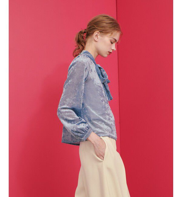 LOULOU WILLOUGHBY「【LOULOU WILLOUGHBY】シアーベロアリボンプルオーバー」|Tシャツ・カットソー|