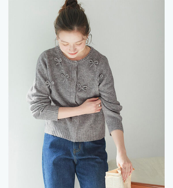 titivate「ウールタッチリボン付きカーディガン」|ニット・セーター|
