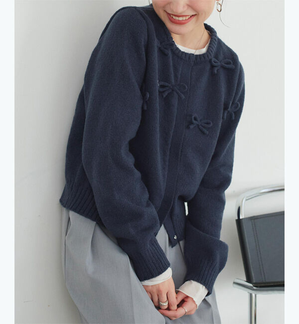 titivate「ウールタッチリボン付きカーディガン」|ニット・セーター|