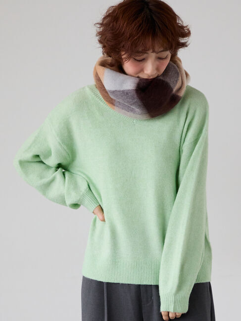 Lugnoncure「もちもちメランジVネックニット」|ニット・セーター|グリーン