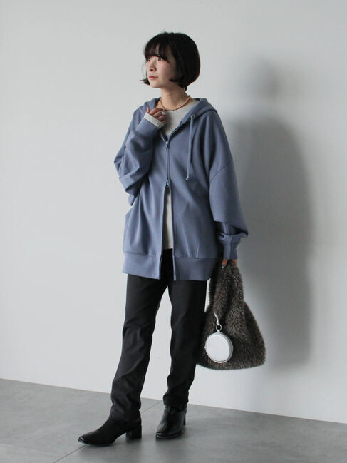 Samansa Mos2 blue「裏起毛ストレッチパンツ」|その他|