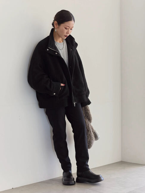 Samansa Mos2 blue「裏起毛ストレッチパンツ」|その他|