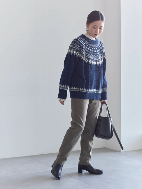 Samansa Mos2 blue「裏起毛ストレッチパンツ」|その他|