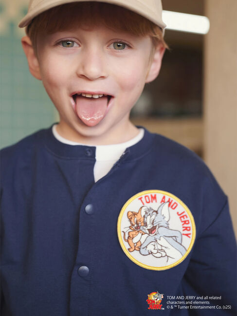 Samansa Mos2 Lagom「【トムとジェリー】ワッペン付きカーディガン」|カーディガン|ネイビー