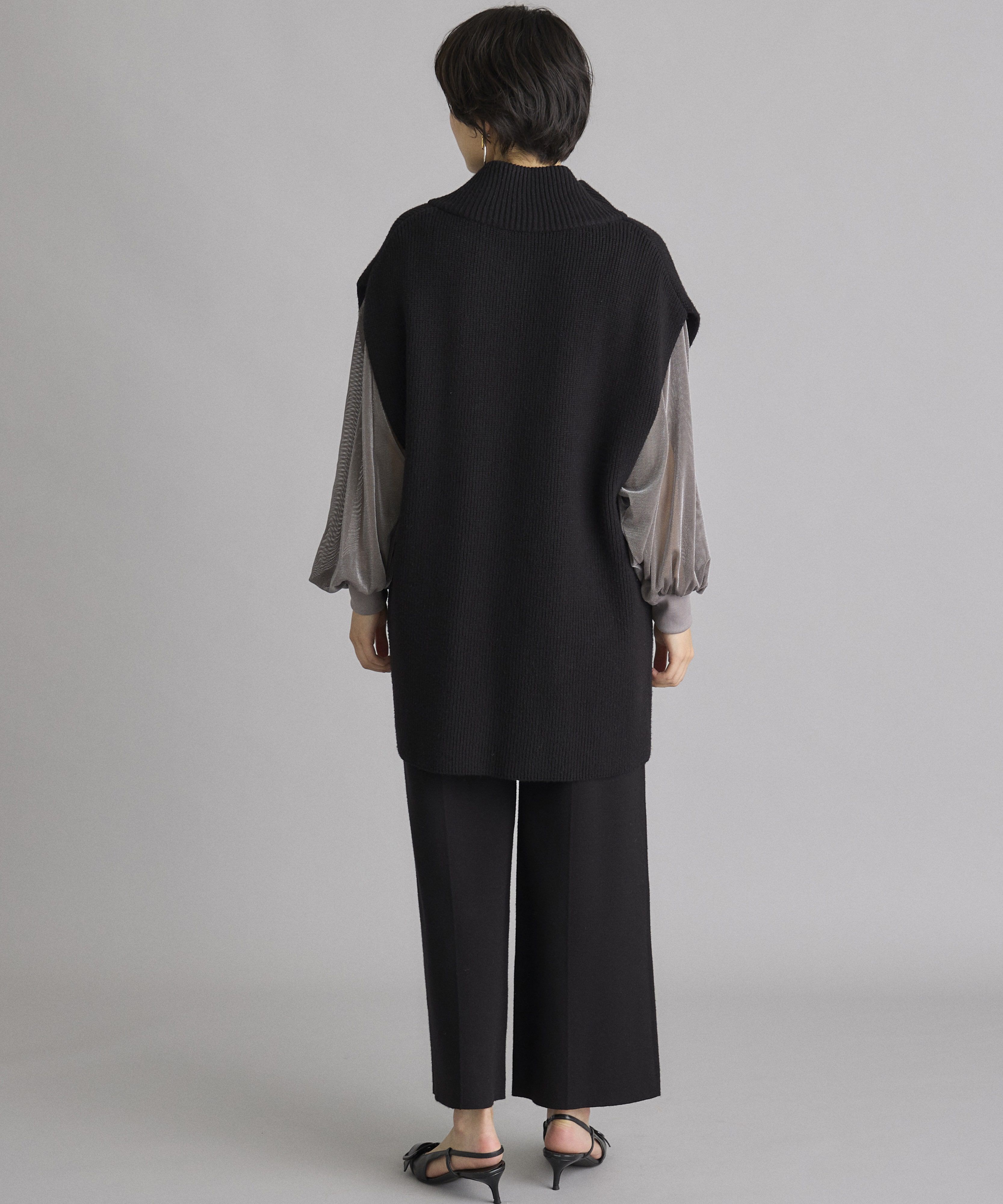 INED「《INED CLARO》ジップアップジレニットアップ」|カーディガン|