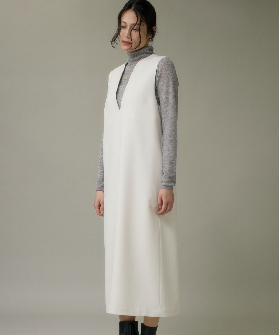 DAY by DAY it&rsquo;s international「カーブカラーワンピース《ウーリッシュフラノライト》」|ワンピース|オフホワイト1