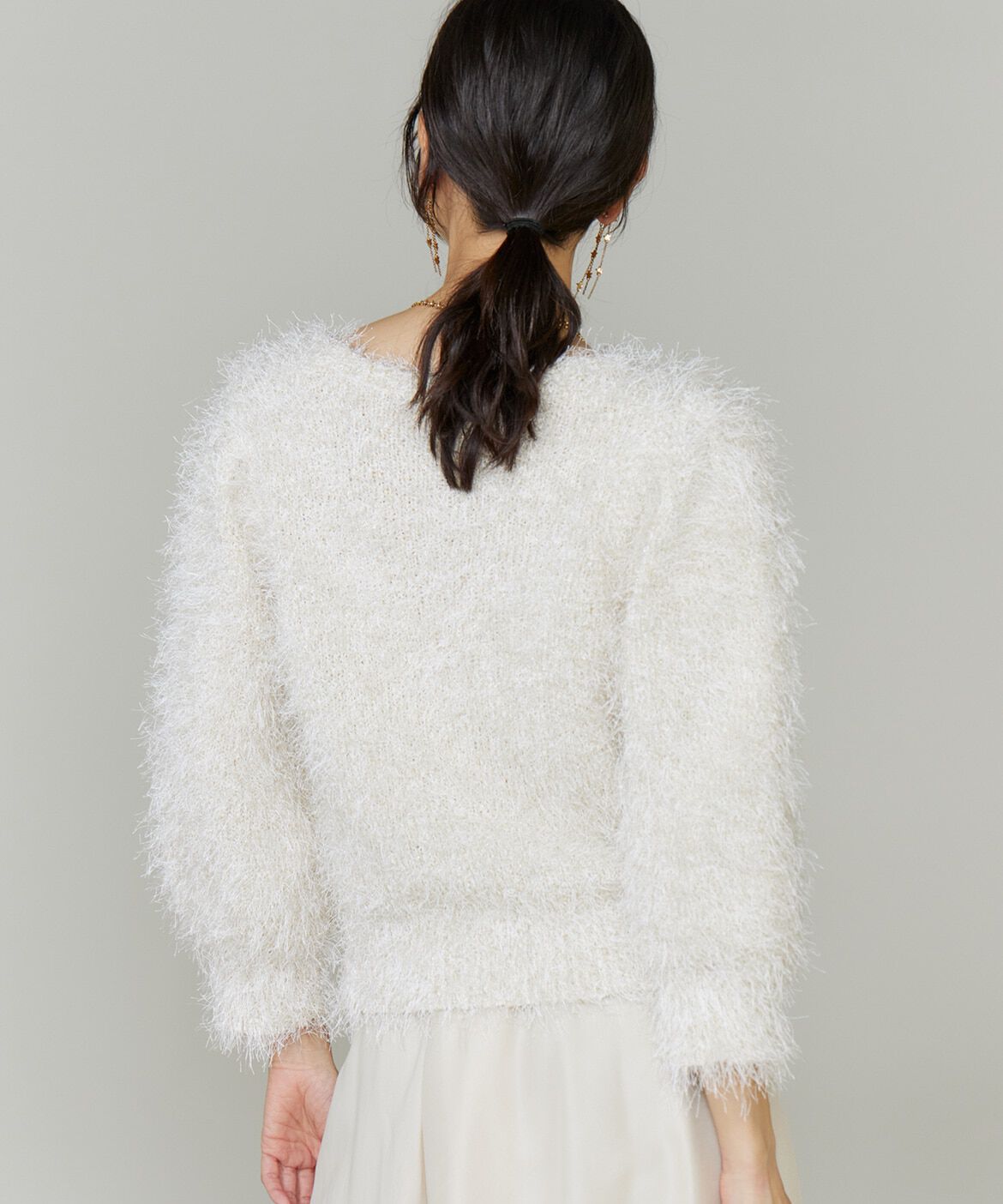 INED「《大きいサイズ》シャギーヤーンニットプルオーバー」|ニット・セーター|