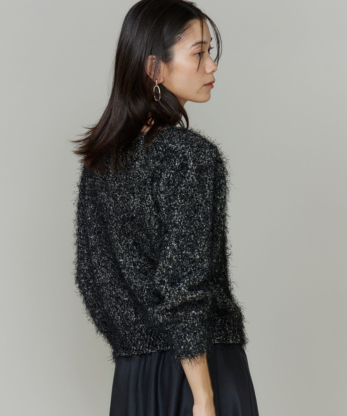 INED「《大きいサイズ》シャギーヤーンニットプルオーバー」|ニット・セーター|