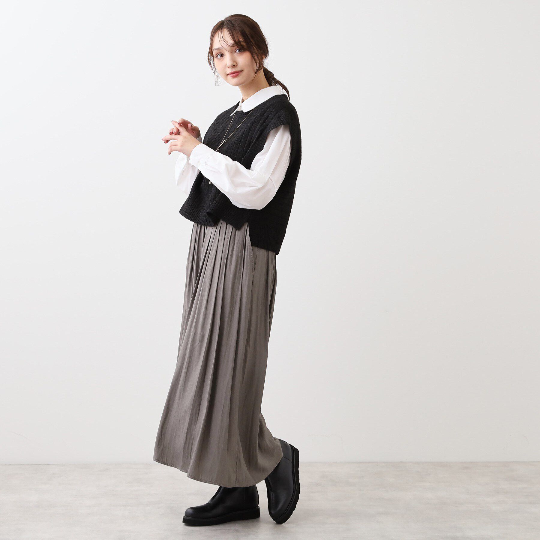 Reflect「【E‐QUALITY／手洗い可／セットアイテム／単品使いも可能】ニットベスト＋シャツ」|その他|