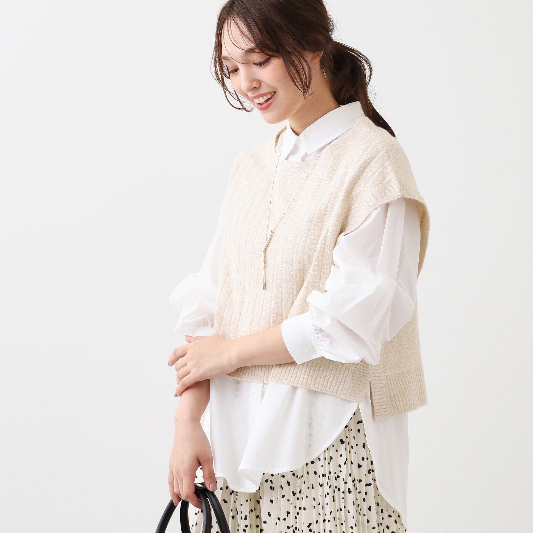 Reflect「【E‐QUALITY／手洗い可／セットアイテム／単品使いも可能】ニットベスト＋シャツ」|その他|