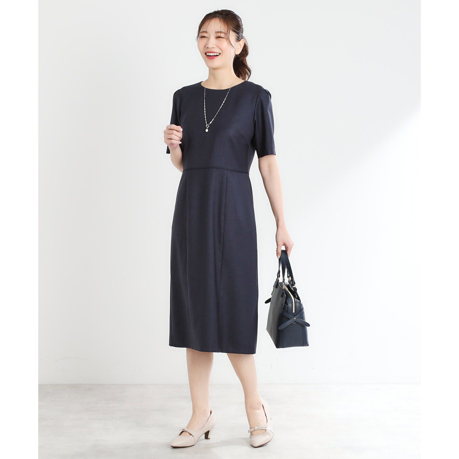 Reflect「【夏SALE／UVカット／洗える／セットアップ可】ドライタッチ五分袖ワンピース」|ワンピース|