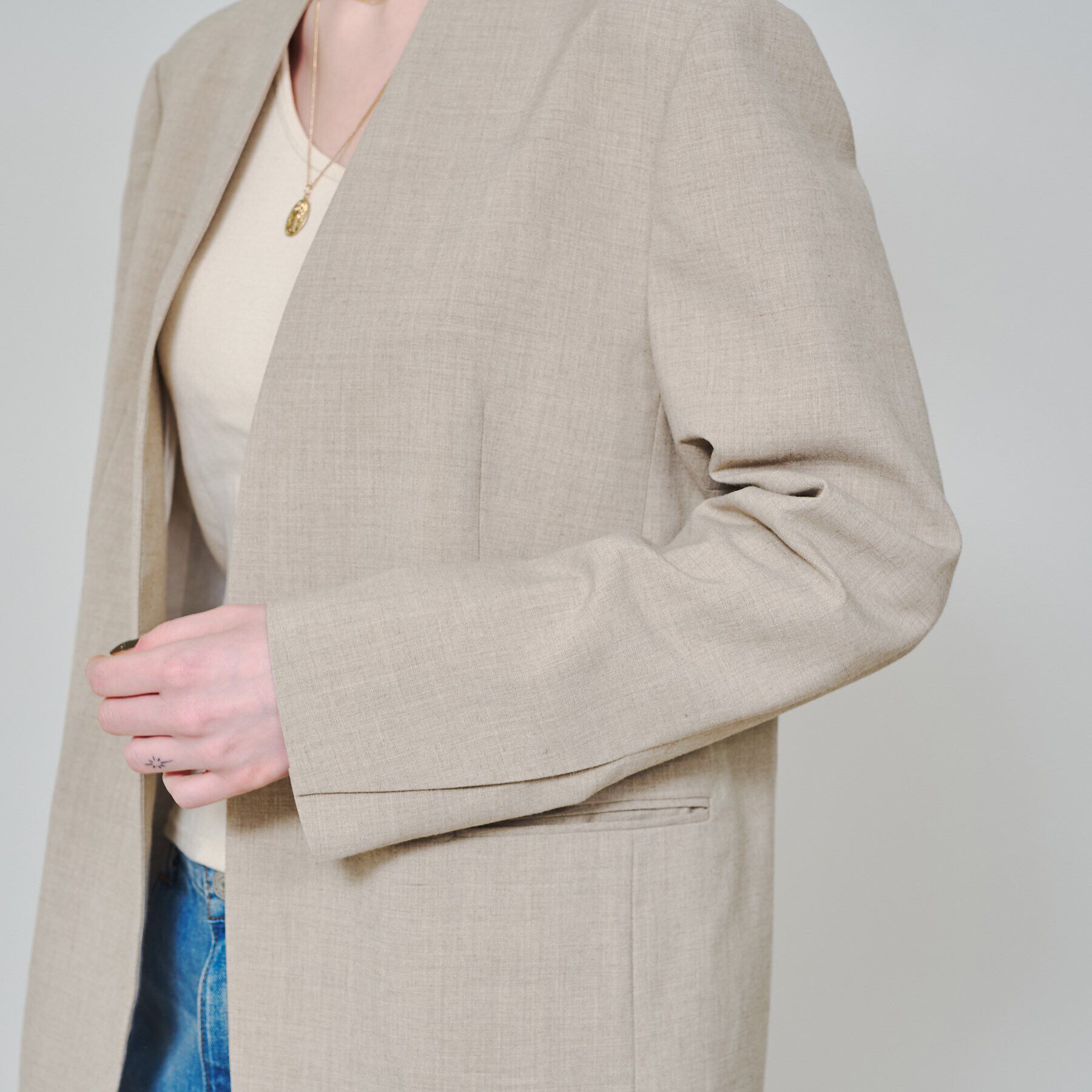 DRESSTERIOR「【スタイリスト福田麻琴さんコラボ】ノーカラージャケット」|ノーカラージャケット|