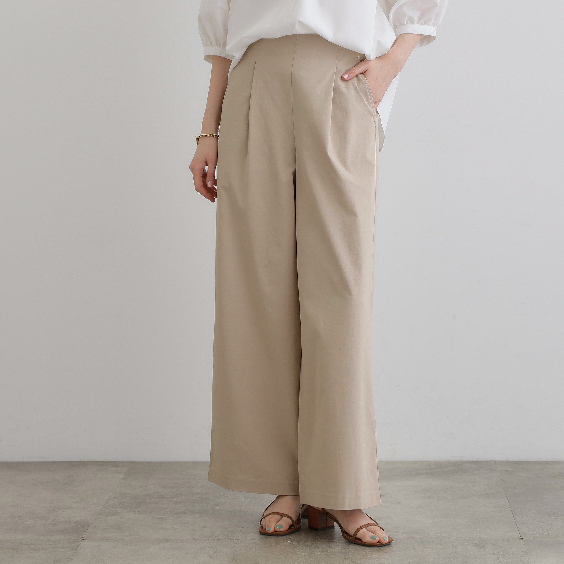 grove「高身長さん向け＋10cm【接触冷感】サマーハイパーストレッチワイドパンツ」|その他|グレージュ(050)