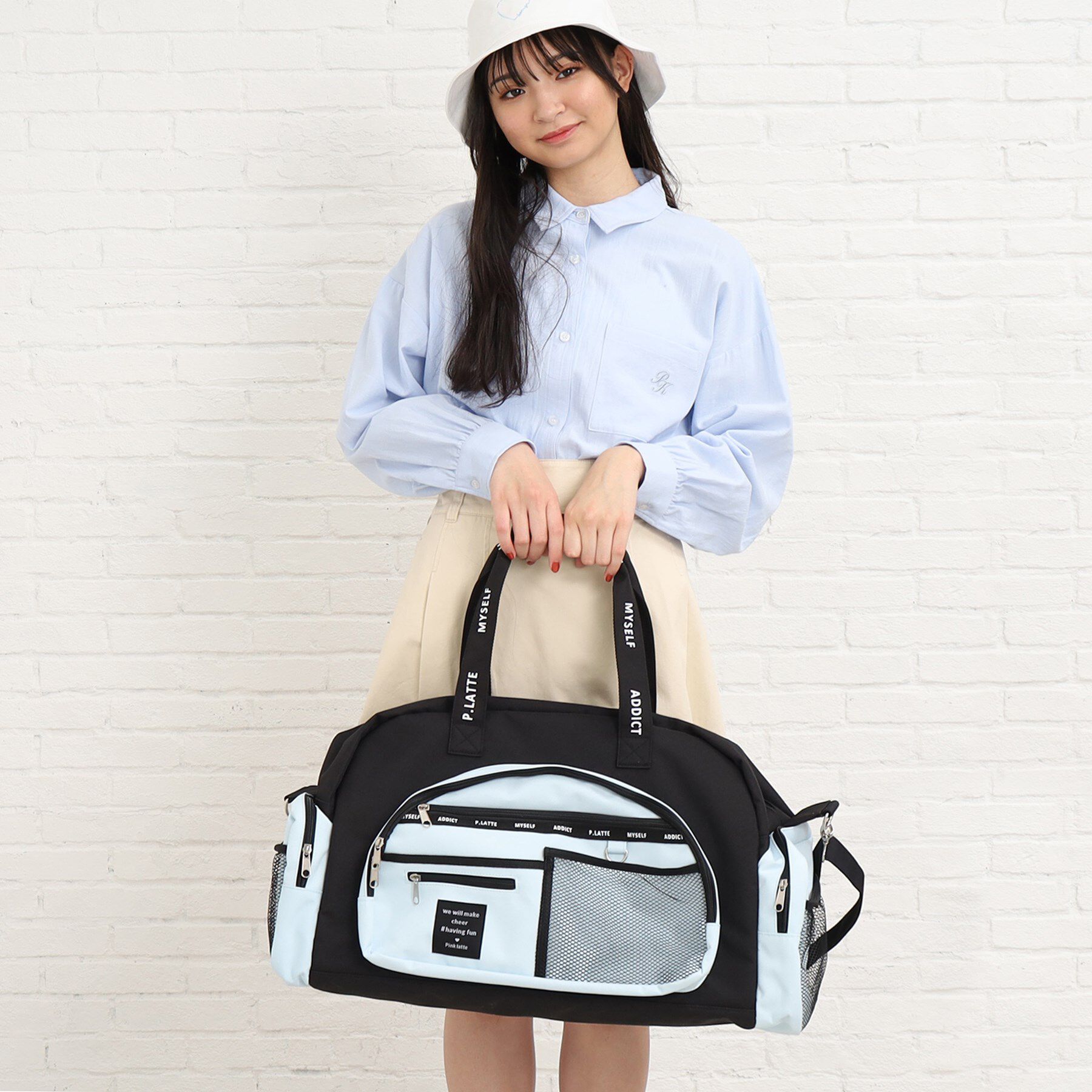 PINK-latte「【容量約45L】13、000個突破！修学旅行マスト！トラベルボストン」|ボストンバッグ|