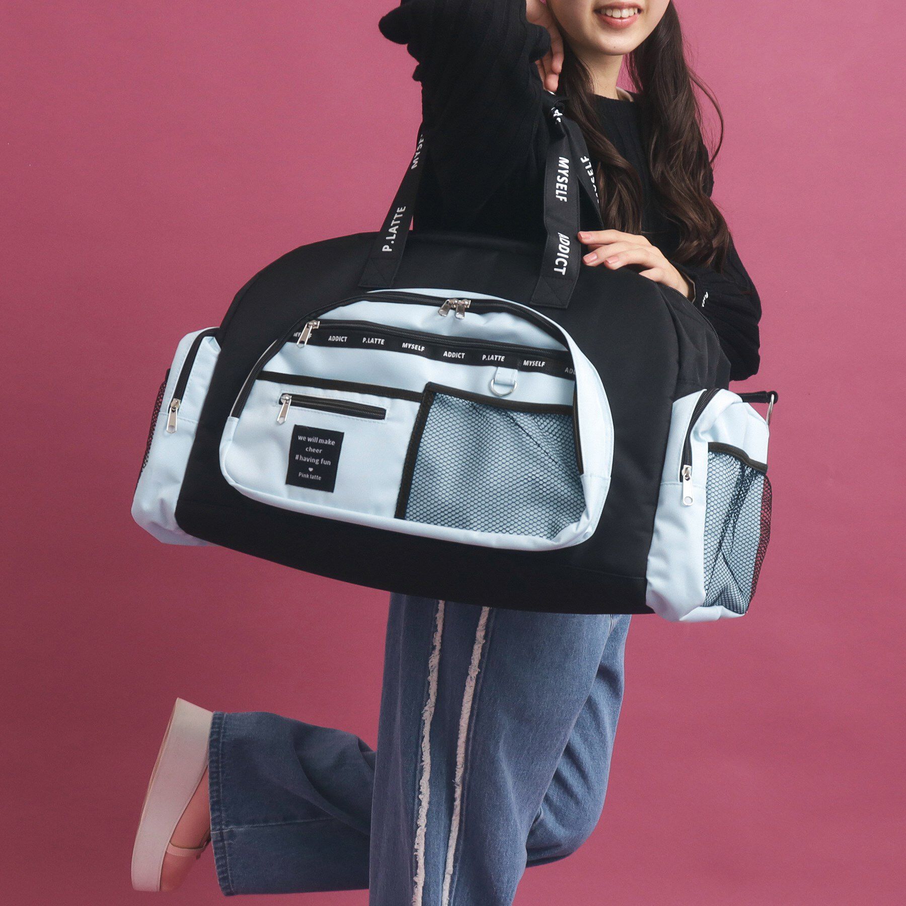 PINK-latte「【容量約45L】13、000個突破！修学旅行マスト！トラベルボストン」|ボストンバッグ|
