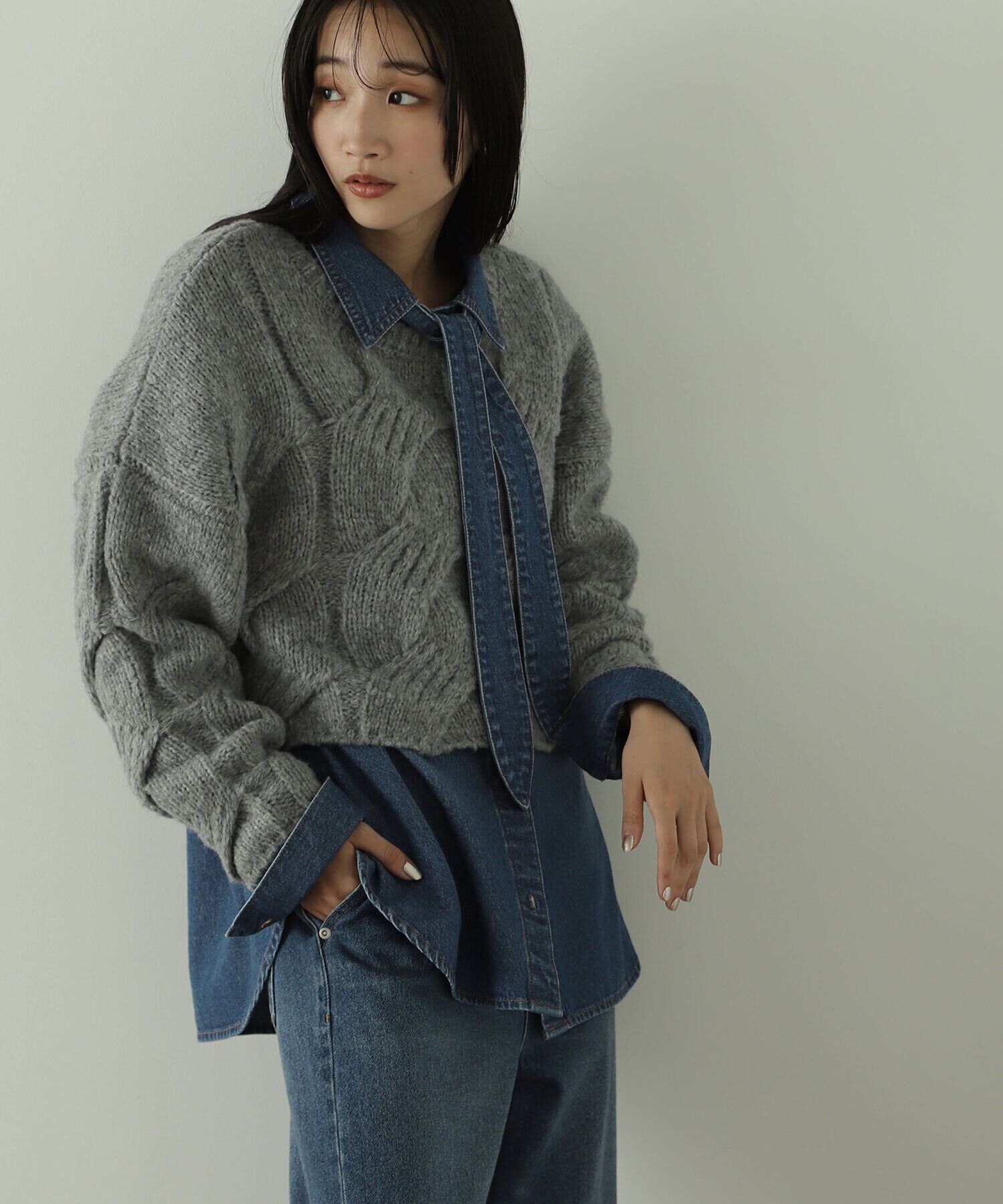  「クロップドケーブルニット」|ニット・セーター|