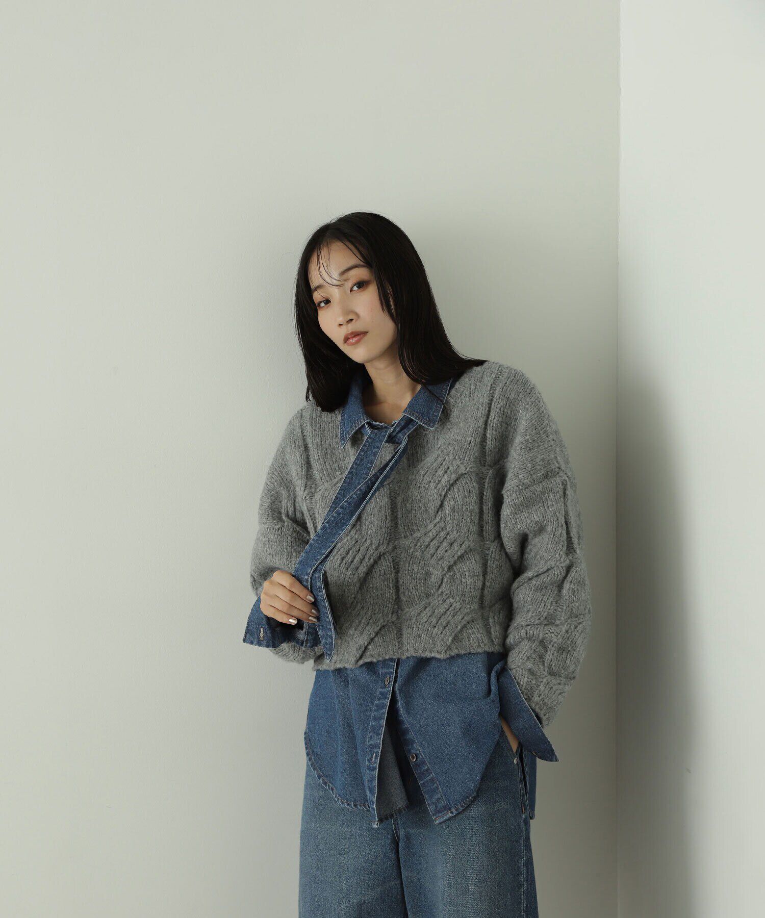  「クロップドケーブルニット」|ニット・セーター|