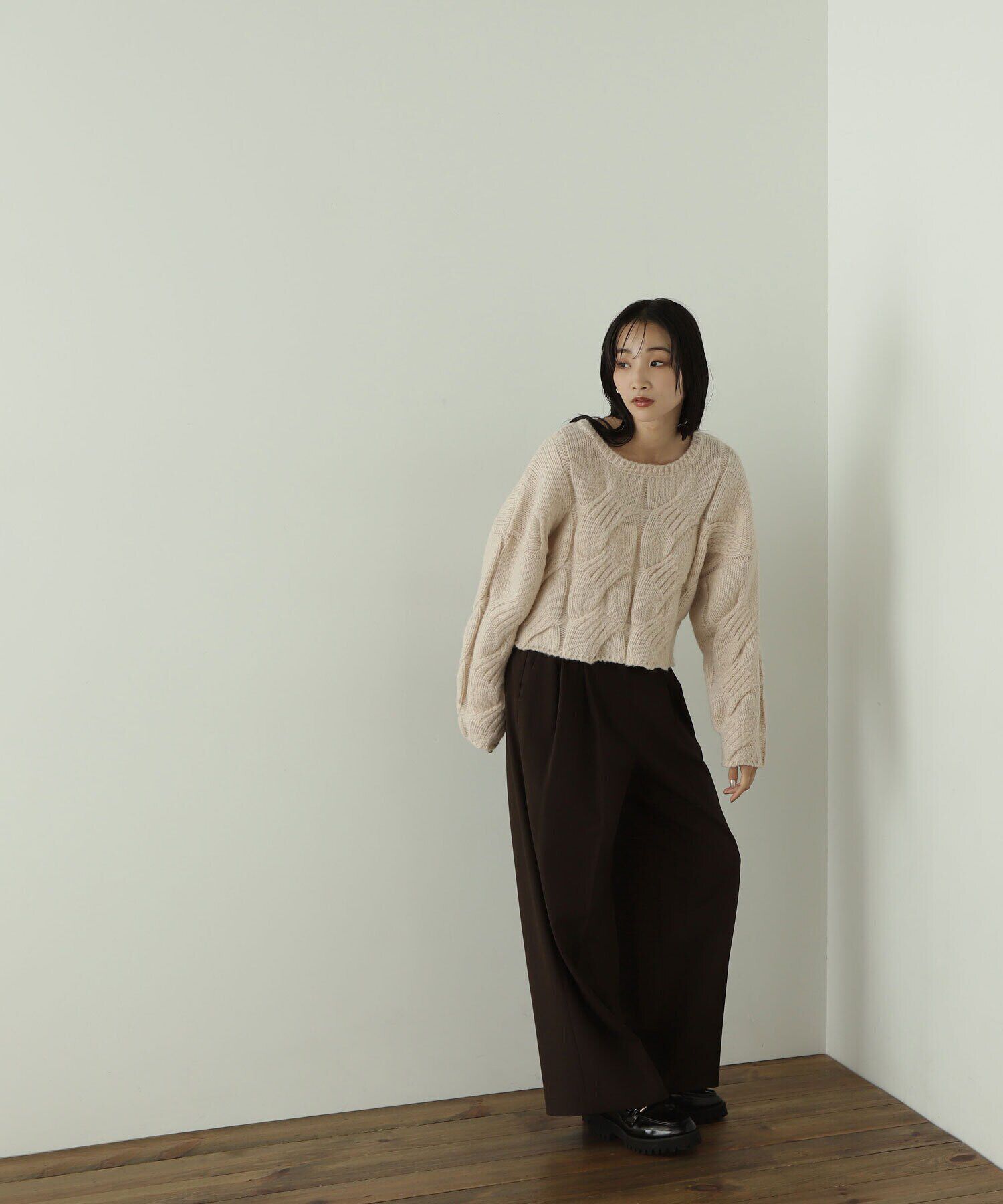  「クロップドケーブルニット」|ニット・セーター|