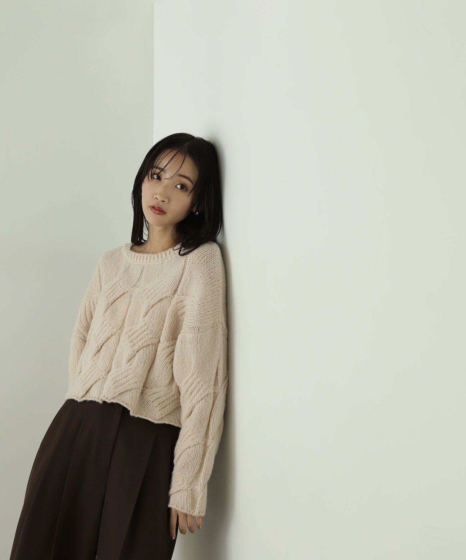  「クロップドケーブルニット」|ニット・セーター|