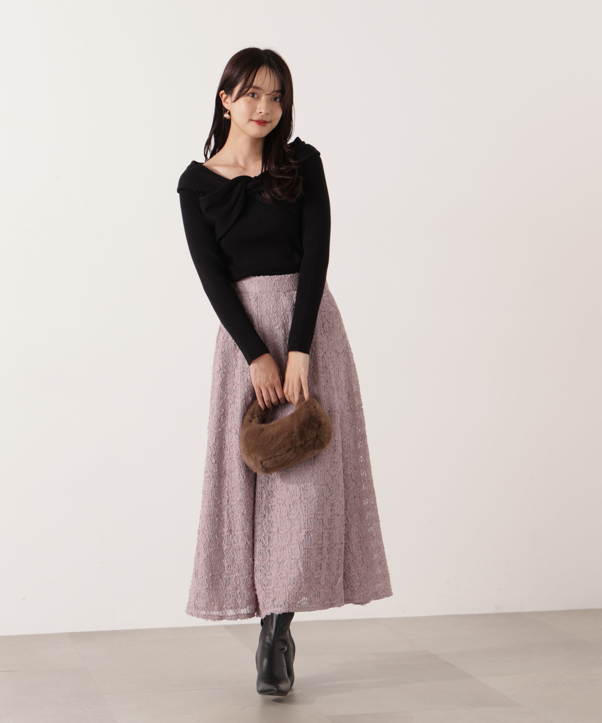 PROPORTION BODY DRESSING「立体レースフレアスカート 25AW」|スカート|