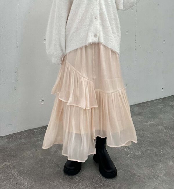 archives「シャイニーアシメティアードスカート」|スカート|IVORY