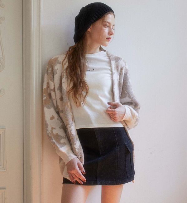 archives「ニュアンス花柄ＪＱミドルニットＣＤ」|カーディガン|IVORY