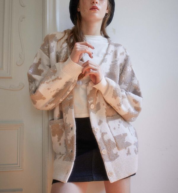 archives「ニュアンス花柄ＪＱミドルニットＣＤ」|カーディガン|