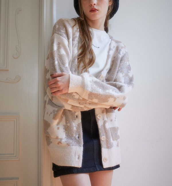 archives「ニュアンス花柄ＪＱミドルニットＣＤ」|カーディガン|