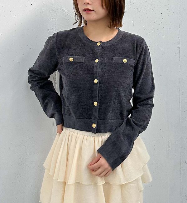 archives「ベロアライク金ボタンニットカーディガン」|カーディガン|