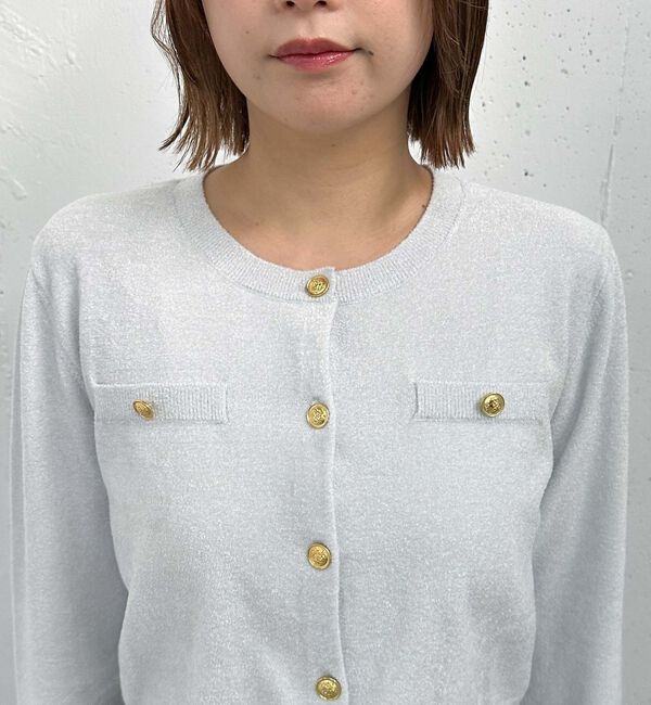 archives「ベロアライク金ボタンニットカーディガン」|カーディガン|