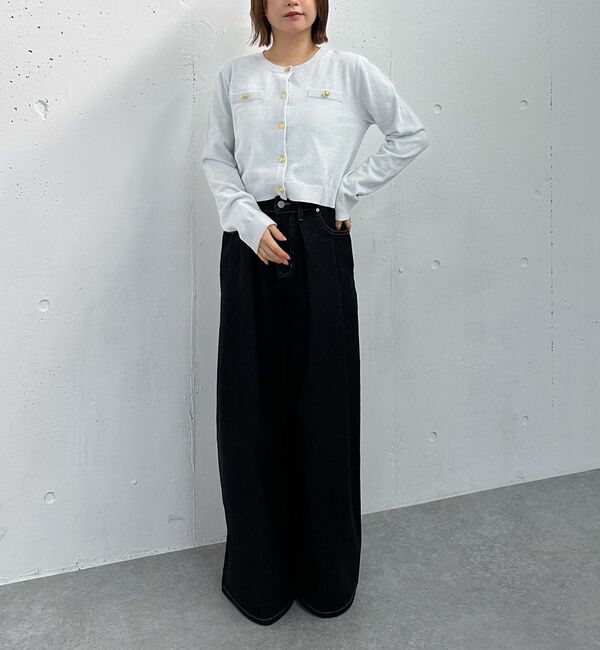 archives「ベロアライク金ボタンニットカーディガン」|カーディガン|